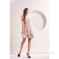 Colorblock Floral Print Mini Flare Dress